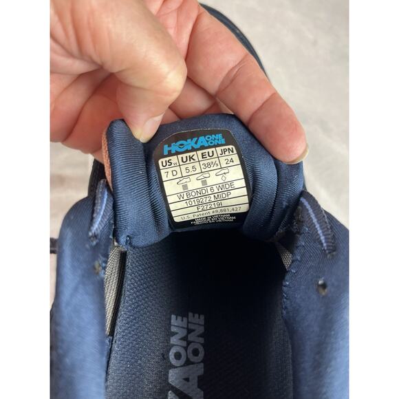 HOKA One One Bondi 6 Mood Indigo Pink Running Shoes US Womens Size 7 D Wide - Picture 10 of 10